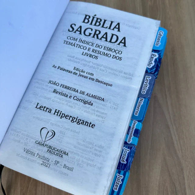 Bíblia Azul Seja forte e corajoso com Abas coladas | harpa e corinhos cpp - Imagem 3
