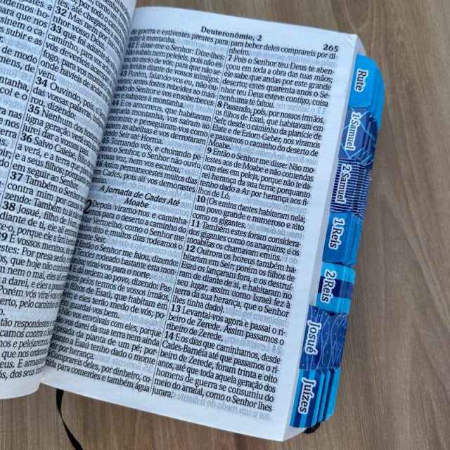 Bíblia Azul Seja forte e corajoso com Abas coladas | harpa e corinhos cpp - Imagem 4