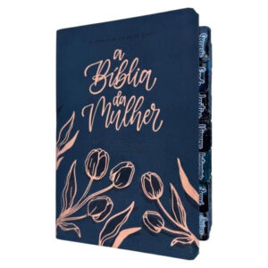 Biblia da Mulher de estudos Grande Preta aston com abas adesivas coladas NAA capa luxo SBB