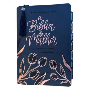 Biblia da Mulher de estudos Preta aston Grande com abas adesivas coladas NAA + marca páginas